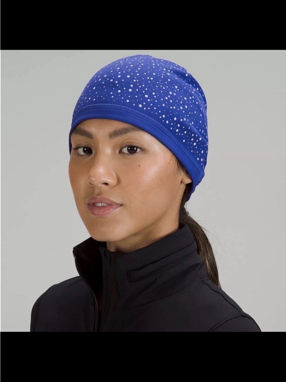 Lululemon Fleece Reflective Running Beanie Size M- Blue EUC
